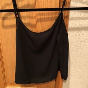 Black Forever 21 Chiffon Crop Top